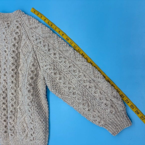 Blarney Woolen Mills Hand Knit Irish Sweater Fisherman Pattern Beige - Picture 10 of 10